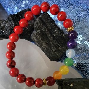 Handmade red howlite chakra bracelet